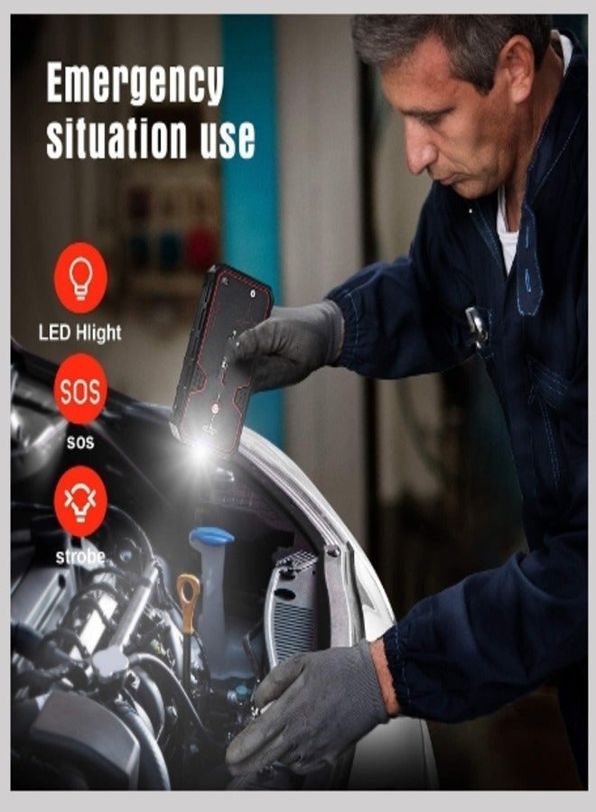 جهاز بدء تشغيل السيارة بقوة 4000 أمبير و21800 مللي أمبير في الساعة، ومعزز بطارية 12 فولت لمحركات البنزين التي تصل سعتها إلى 8.0 لتر أو محركات الديزل التي تصل سعتها إلى 6.5 لتر، وحزمة طاقة محمولة مع شحن سريع USB 3.0 وشاحن من النوع C، وجهاز بدء تشغيل السيارة في حالات الطوارئ - Image 4