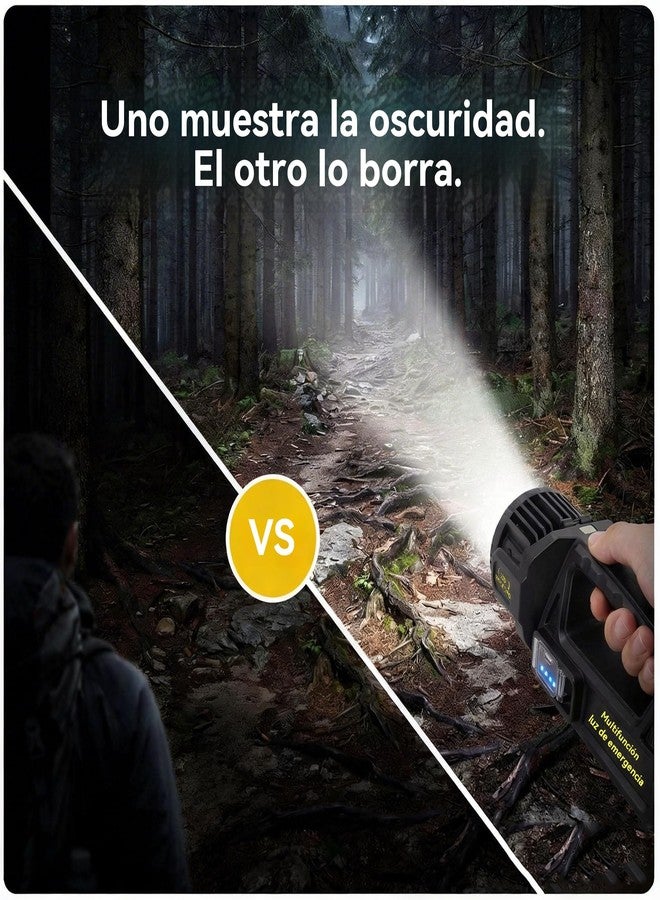 LETOUR 1300000 L Spotlight, Rechargeable Led Spotlight Flashlight with 350° Rotate Head, 9 Modes Super Bright Spot Lights Outdoor Handheld, IPX6 Waterproof Solar Flashlight for Emergencies - Image 2