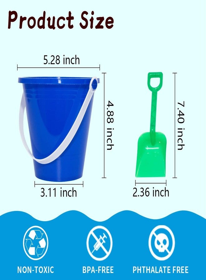 Holady 5.28'' Inch Sand Beach Buckets Pail with Shovels,Sand Bucket Water Pail for Beach Fun Great Summer Party Accessory(24 Bucket+24 Shovels) - Image 2