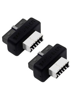 2pcs Mainboard USB3 19P/20P to TYPE-E Adapter Chassis Front TYPE-C/USB-C Plug Port(Black)