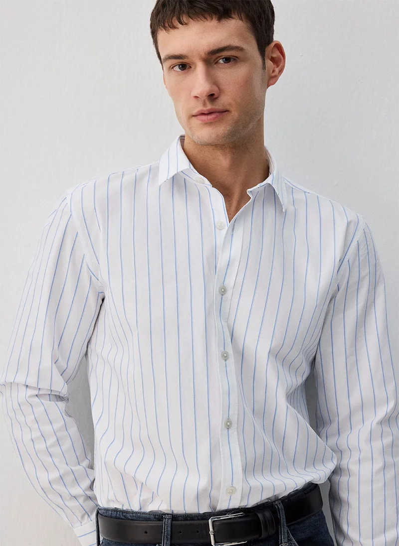 MAVI Blue Striped White Shirt