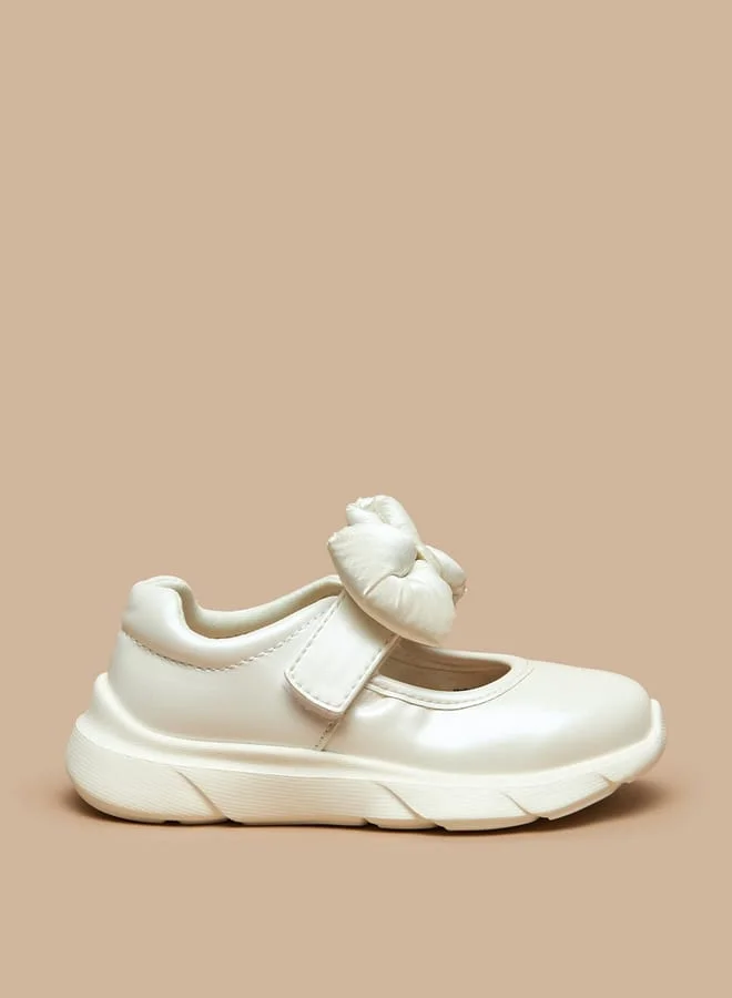 Barefeet Bow Accent Shoes with Hook and Loop Closure