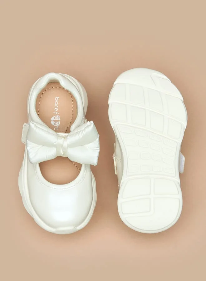 Barefeet Bow Accent Shoes with Hook and Loop Closure