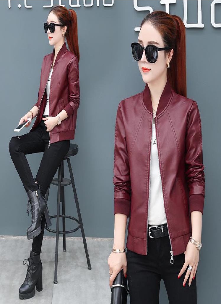 Eckek - Autumn And Winter Leather Jacket Women Pu Leather Short Jacket Large Size Women 'S Slim Casual Jacket - Image 1