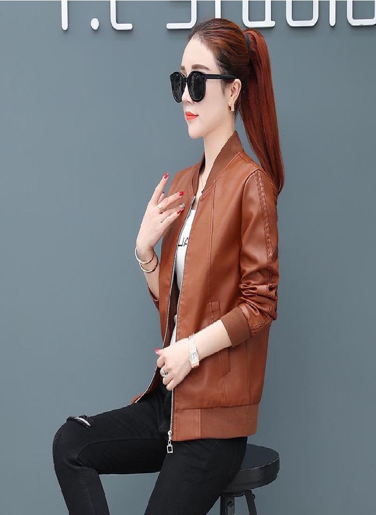 Eckek - Autumn And Winter Leather Jacket Women Pu Leather Short Jacket Large Size Women 'S Slim Casual Jacket - Image 1