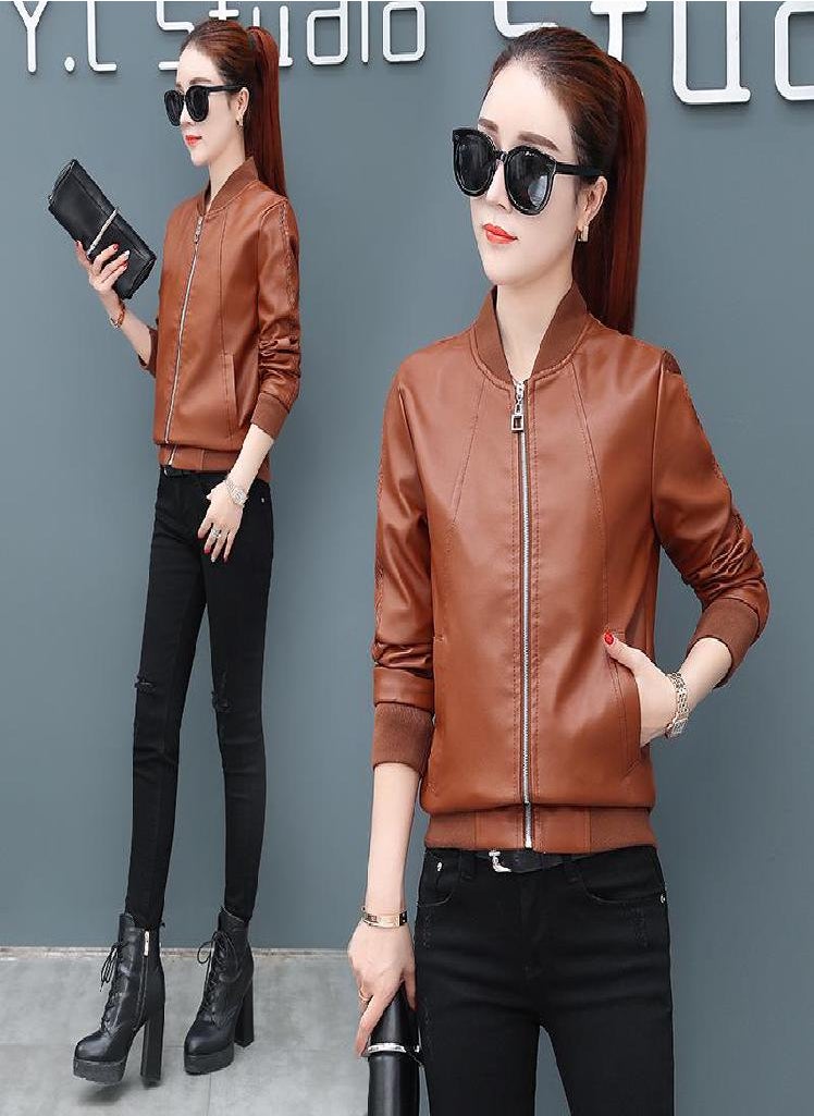 Eckek - Autumn And Winter Leather Jacket Women Pu Leather Short Jacket Large Size Women 'S Slim Casual Jacket - Image 1