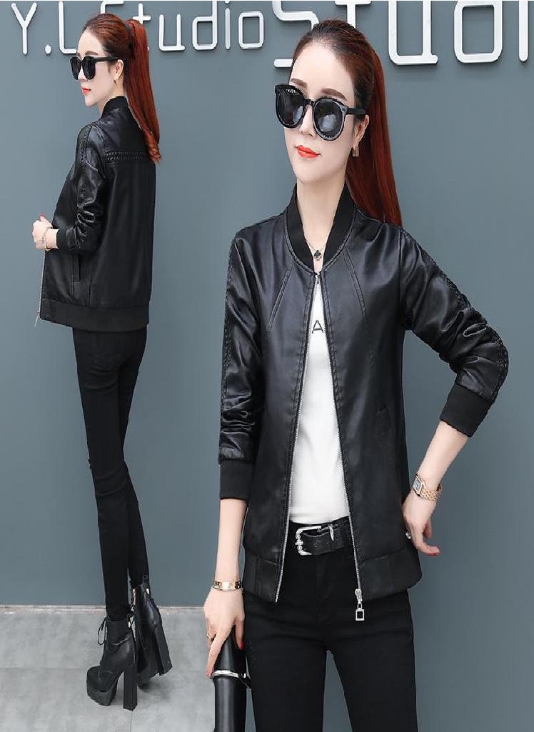 Eckek - Autumn And Winter Leather Jacket Women Pu Leather Short Jacket Large Size Women 'S Slim Casual Jacket - Image 1