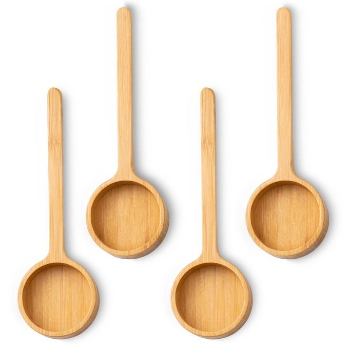 BAMBOO WOODEN COFFEE SCOOP LONG HANDLE MEASURING SCOOP FOR JARS