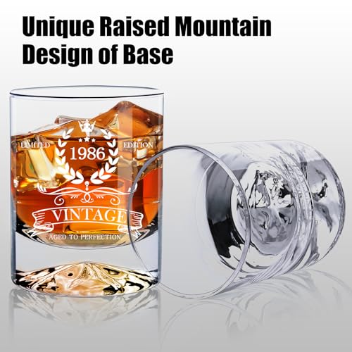 LUXULISH 40th Birthday Gifts Men, 12Oz Vintage 1986 Whiskey Glass with Unique Base, 40th Birthday Decorations for Men, 40 Year Old Cool Bday Gift Ideas for Him, Dad, Husband, Friends - Image 2