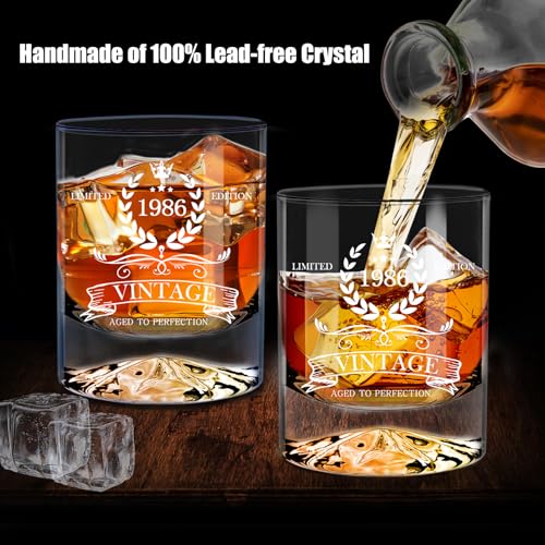 LUXULISH 40th Birthday Gifts Men, 12Oz Vintage 1986 Whiskey Glass with Unique Base, 40th Birthday Decorations for Men, 40 Year Old Cool Bday Gift Ideas for Him, Dad, Husband, Friends - Image 3