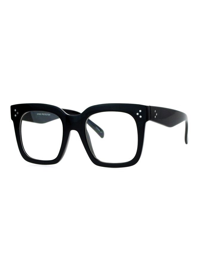 JuicyOrange Super Oversized Clear Lens Glasses Thick Square Frame Fashion Eyeglasses Black - Image 1