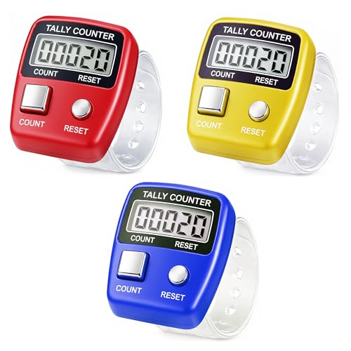 GLUN® Number Clicker Tally 5-Digit Counter Finger Ring Electronic Light Digital Counting Plastic Machine for Cricket Umpire and Various Counting Purpose Pack of 3 (Random Colour) - Image 1