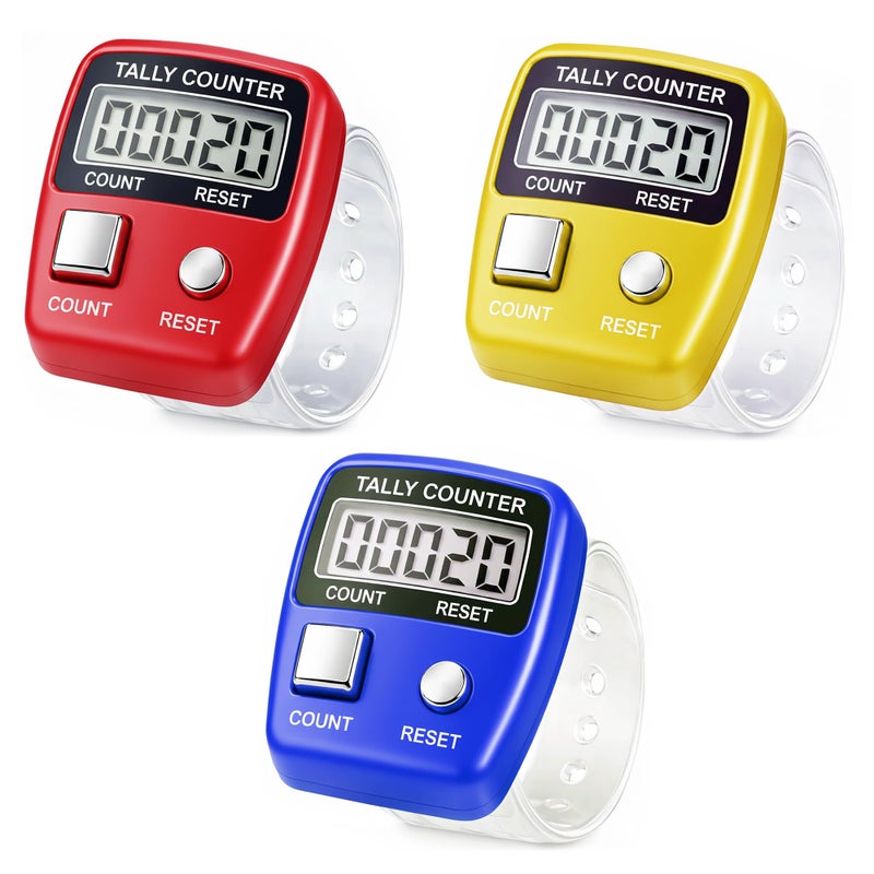 GLUN® Number Clicker Tally 5-Digit Counter Finger Ring Electronic Light Digital Counting Plastic Machine for Cricket Umpire and Various Counting Purpose Pack of 3 (Random Colour) - Image 4