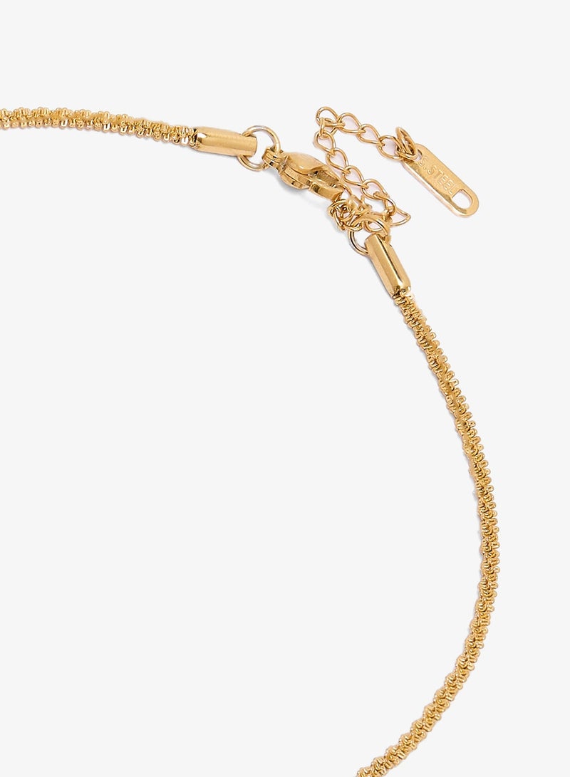 Ginger Letter A Gold Rhinestone Detail Necklace - Image 4