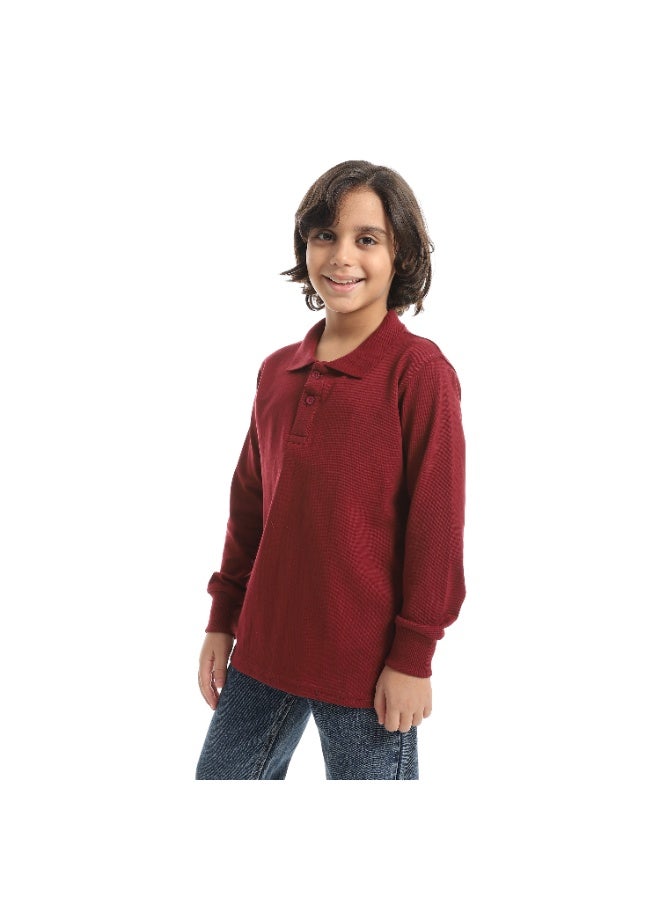 سيزار تيشرت بولو اولادي بياقة واكمام طويلة - Image 2