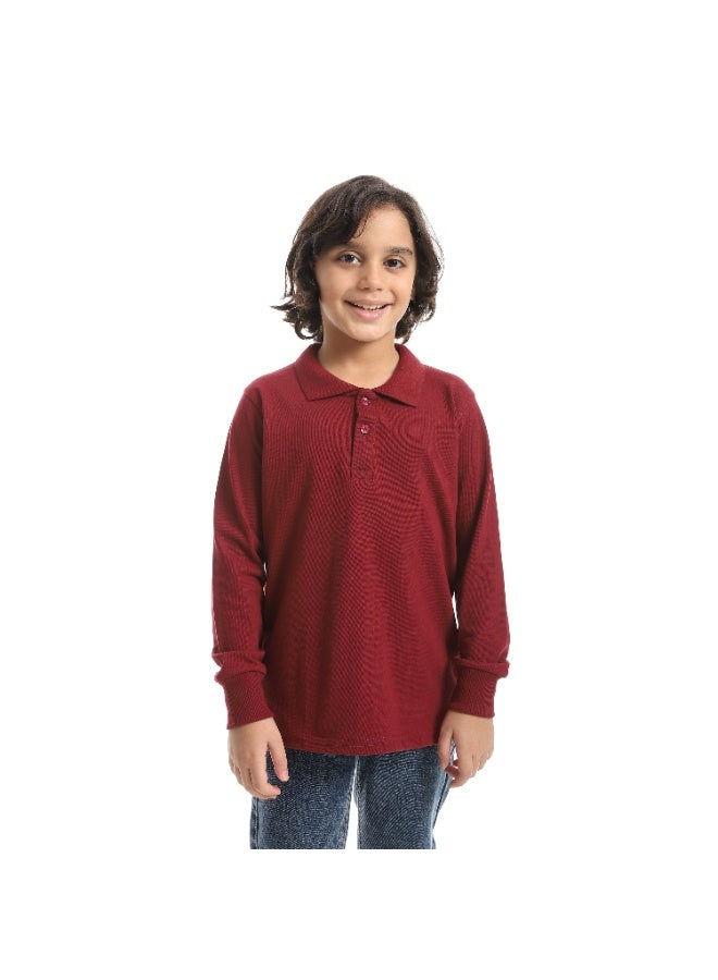 سيزار تيشرت بولو اولادي بياقة واكمام طويلة - Image 1