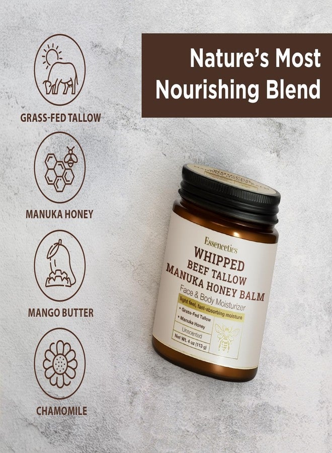Essencetics Whipped Beef Tallow for Skin with Manuka Honey - Grass Fed Beef Tallow and Honey Balm for Face & Body, Lightweight Whipped Texture for Easy Absorption - Unscented - 4 oz - Image 4