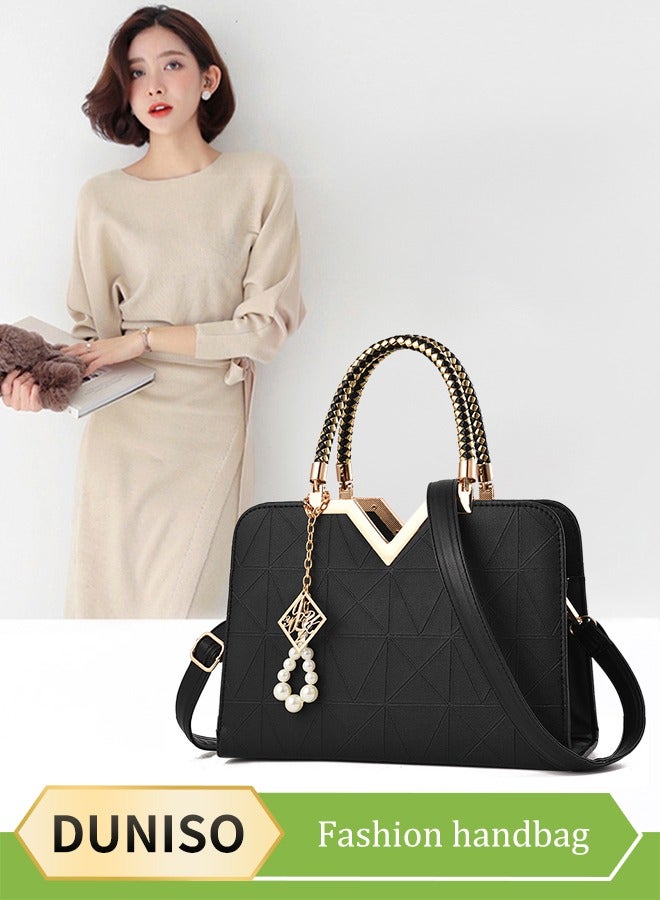 DUNISO Women's Elegant Tote,Soft PU Leather Elegant Tote Bag,Tote Shoulder Bag, Fashion Ladies Satchel Bag for Office Travel Daily  - Image 1