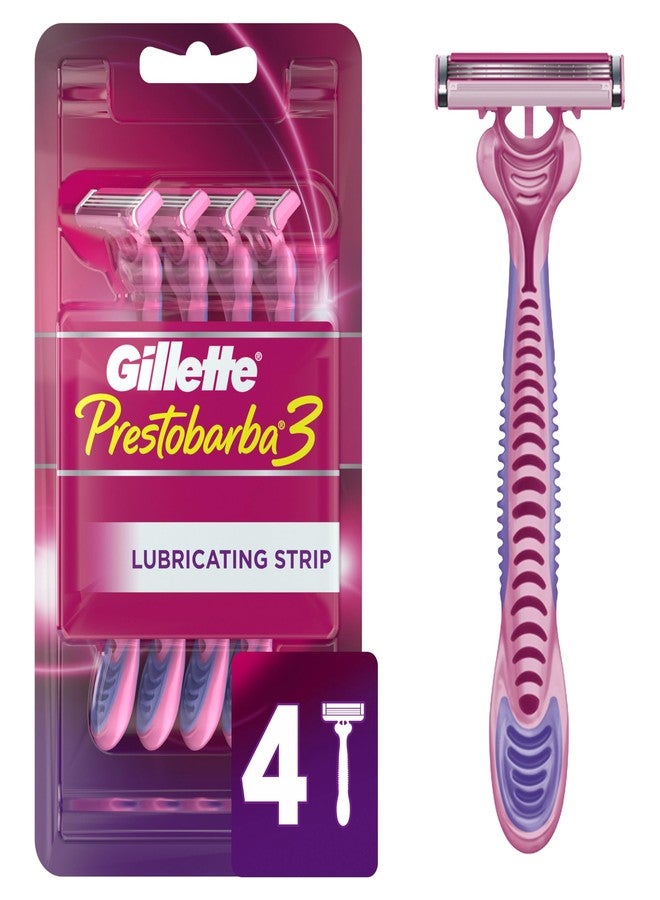 Gillette Prestobarba 3 Disposable Razors, 4 Count - Image 1