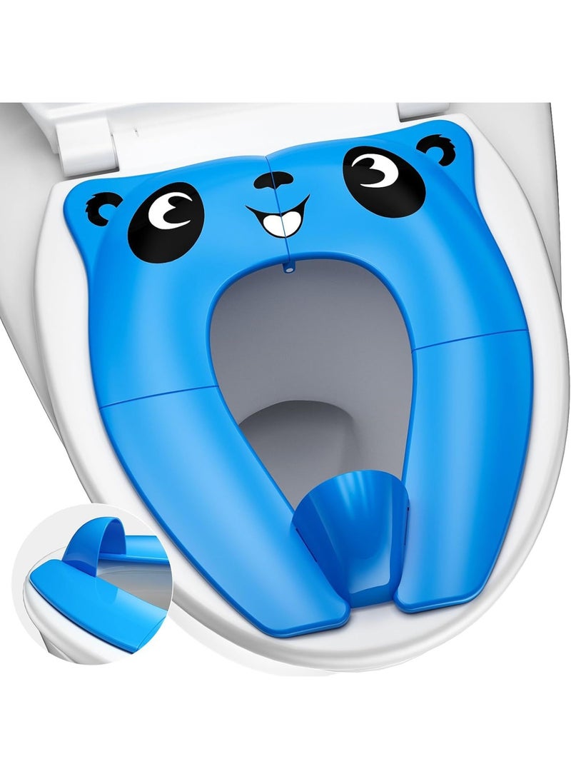 Gonice Portable Potty Seat with Splash Guard for Toddler, Foldable Travel Potty Seat with Carry Bag, Non-Slip Pads Toilet Potty Training Seat Covers for Baby, Toddlers and Kids (Blue) - Image 1