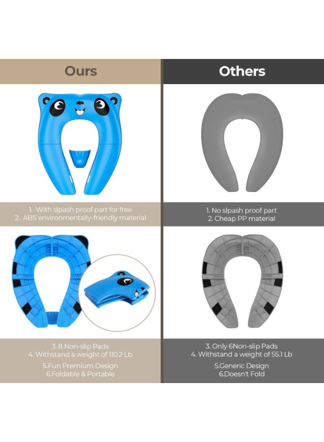 Gonice Portable Potty Seat with Splash Guard for Toddler, Foldable Travel Potty Seat with Carry Bag, Non-Slip Pads Toilet Potty Training Seat Covers for Baby, Toddlers and Kids (Blue) - Image 4