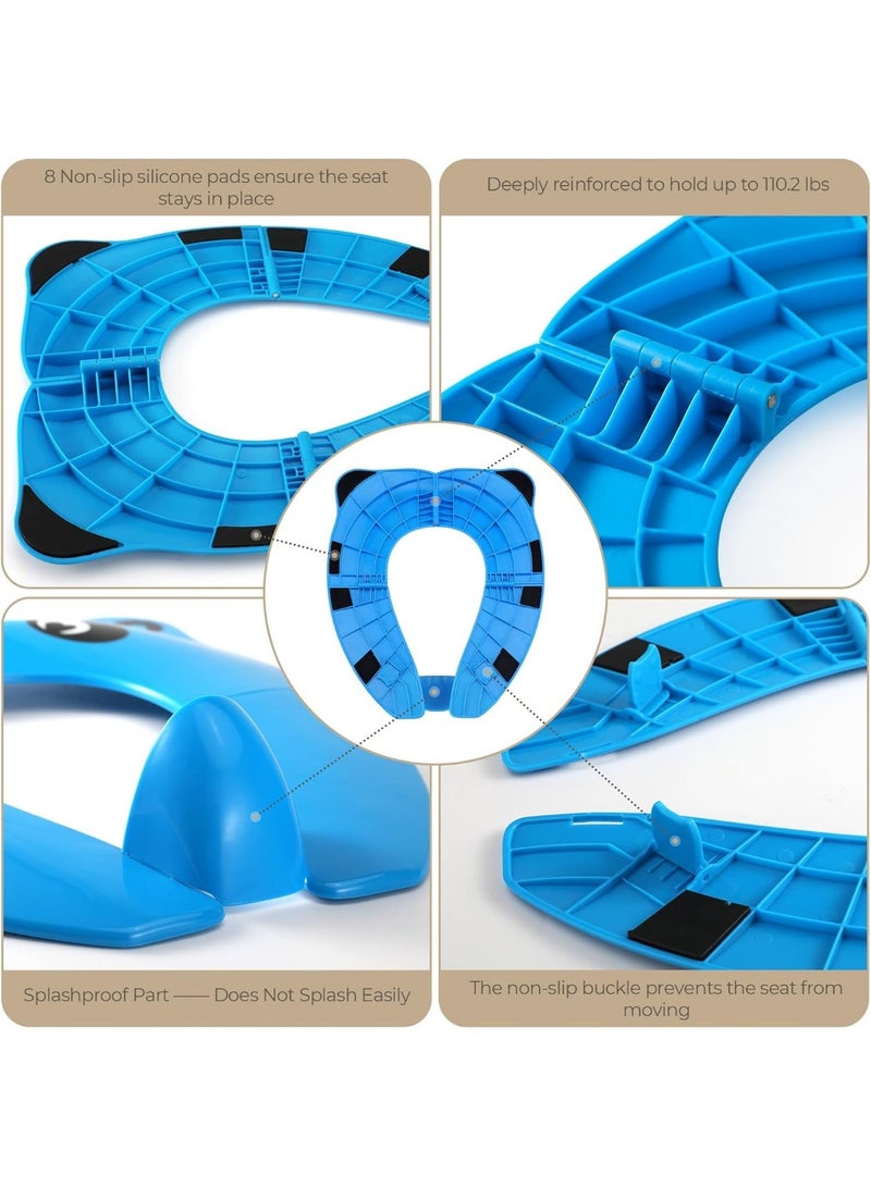 Gonice Portable Potty Seat with Splash Guard for Toddler, Foldable Travel Potty Seat with Carry Bag, Non-Slip Pads Toilet Potty Training Seat Covers for Baby, Toddlers and Kids (Blue) - Image 5