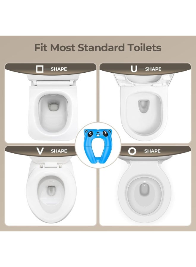 Gonice Portable Potty Seat with Splash Guard for Toddler, Foldable Travel Potty Seat with Carry Bag, Non-Slip Pads Toilet Potty Training Seat Covers for Baby, Toddlers and Kids (Blue) - Image 3