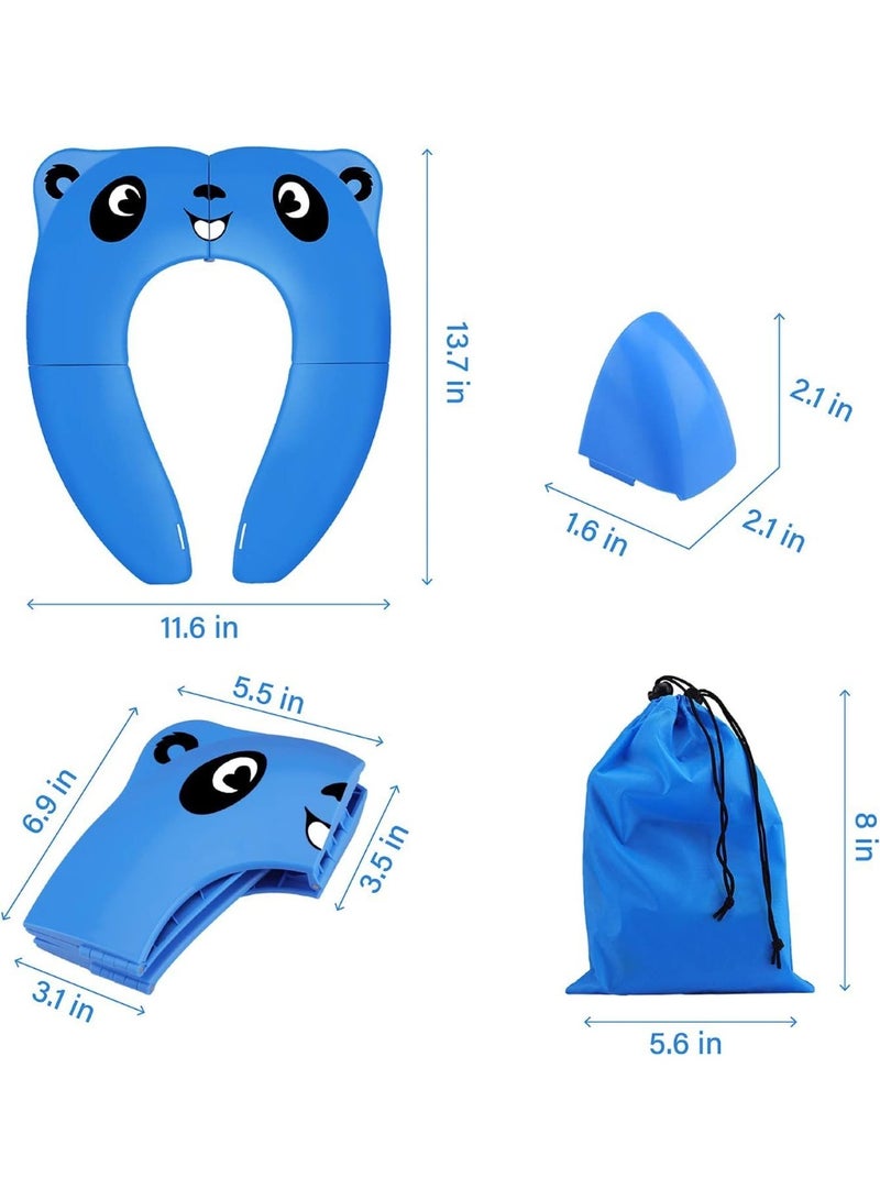 Gonice Portable Potty Seat with Splash Guard for Toddler, Foldable Travel Potty Seat with Carry Bag, Non-Slip Pads Toilet Potty Training Seat Covers for Baby, Toddlers and Kids (Blue) - Image 2