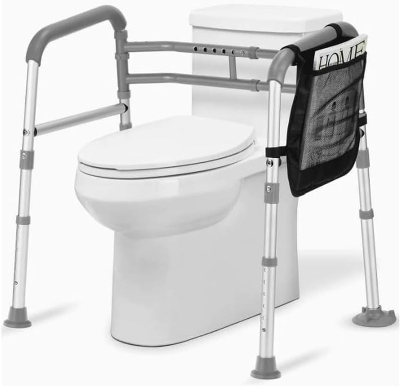 iDream Adjustable Toilet Safety Rails for Elderly, Disabled, Post-Surgery – Floor Standing Armrest with Suction Cups, Non-Slip Foam Handles, Supports up to 160kg, Fits All Toilets, Tool-Free Assembly - Image 1
