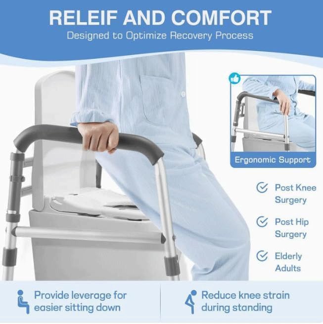iDream Adjustable Toilet Safety Rails for Elderly, Disabled, Post-Surgery – Floor Standing Armrest with Suction Cups, Non-Slip Foam Handles, Supports up to 160kg, Fits All Toilets, Tool-Free Assembly - Image 5