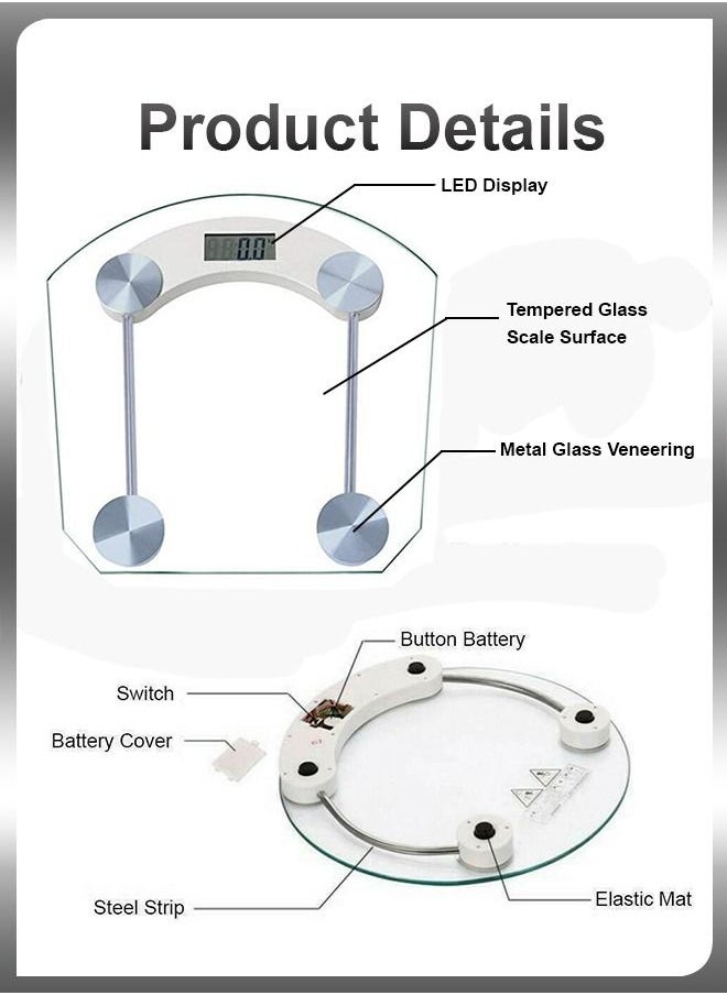 DBLEW - Smart Square Shape Transparent Tempered Glass Digital Bathroom Body Weighting Measurements High Precision Weighing Scale 180 KG Capacity - Image 1