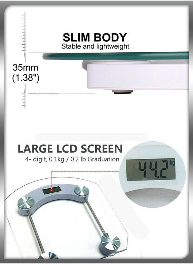 DBLEW - Smart Square Shape Transparent Tempered Glass Digital Bathroom Body Weighting Measurements High Precision Weighing Scale 180 KG Capacity - Image 1