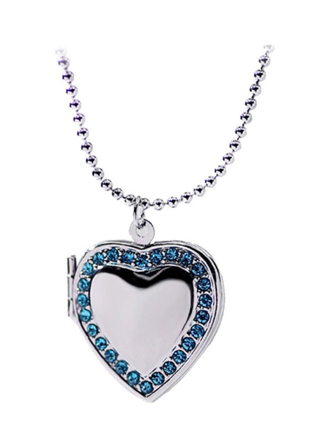 NIBEMINENT Rhinestone Heart Photo Frame Locket Necklace Clavicle Chain