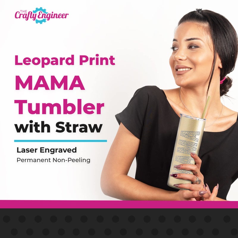 The Crafty Engineer (Pink Magic Leopard Print MAMA Tumbler - 20 oz Leopard Mama Tumbler  Laser Engraved Mama Print Leopard Design  Perfect Mom Gift  Travel Ready Insulated Tumbler with Straw - Image 1