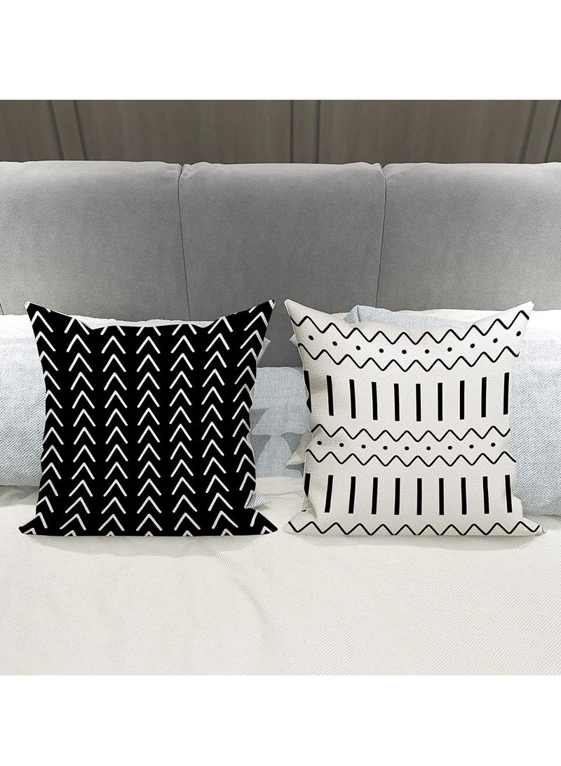 SYOSI Pillow Covers Modern Sofa Throw Pillow Cover, Decorative Outdoor Linen Fabric Pillow Case for Couch Bed Car 45x45cm (Black, 18x18, Set of 4) - Image 4