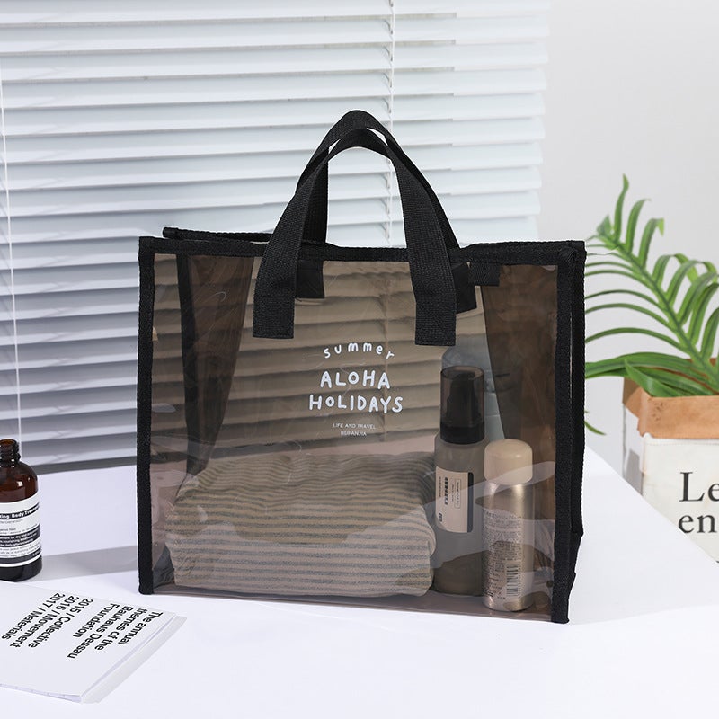 Cotton said PVC hand carrying swimming bag portable clothing storage bag fashion transparent PVC beach bag travel tote bag Tea
