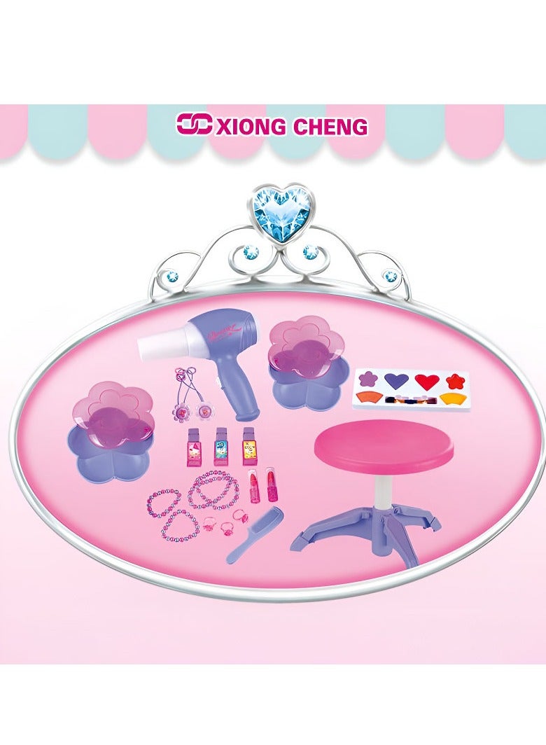 XIONG CHENG مجموعة ألعاب طاولة الزينة الموسيقية مع مجموعة إكسسوارات للبنات - Image 4