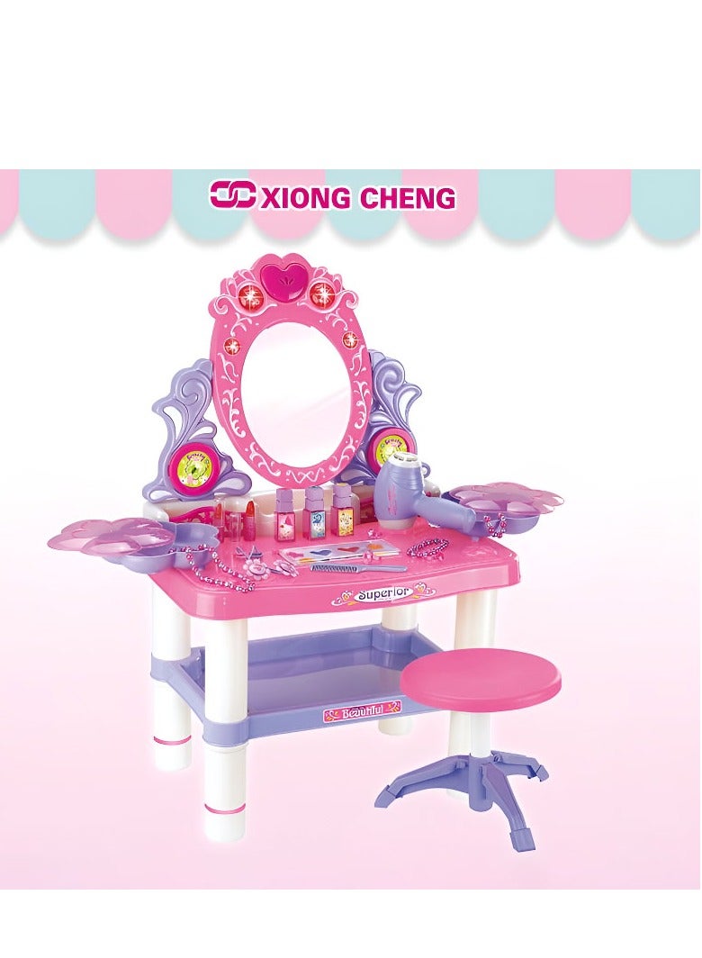 XIONG CHENG مجموعة ألعاب طاولة الزينة الموسيقية مع مجموعة إكسسوارات للبنات - Image 5