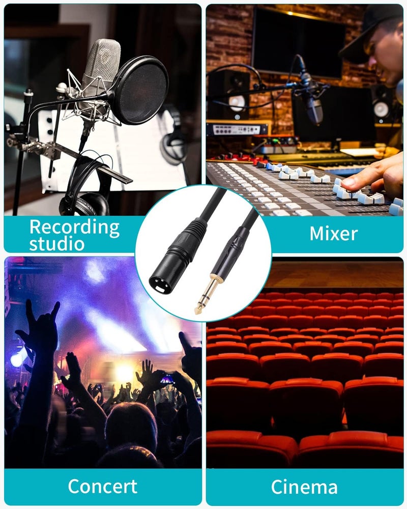 SeCro ® Panther Series Premium 6.35 mm 1/4 Inch TRS Male to XLR Male Audio Stereo Mic Cable - Gold Plated 1/4 Inch Male Balanced Cable for Microphones, Speakers, Stage, DJ and More - Black (20 Meter) - Image 3