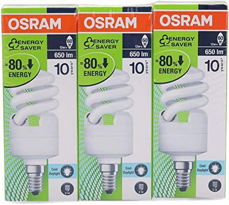 Osram Mini Twist Energy Saver Bulbs (White, Pack of 3)