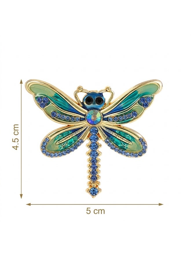 Luxury & Trendy Crystal Rhinestone Accessory Brooch Pin for Women, for clothes and Bags Fashion Enamel Available in different shapes and colors Gold/Silver (Dragonfly 4) - Image 3