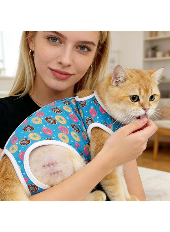 Circle Pattern Pet Spay Suit M, Anti Licking Recovery Suit for Cats and Small Dogs, Soft Breathable Surgical Recovery Clothes, Abdominal Wound Protection Collar Alternative (5–7 Jin / 2.5–3.5 kg) - Image 3