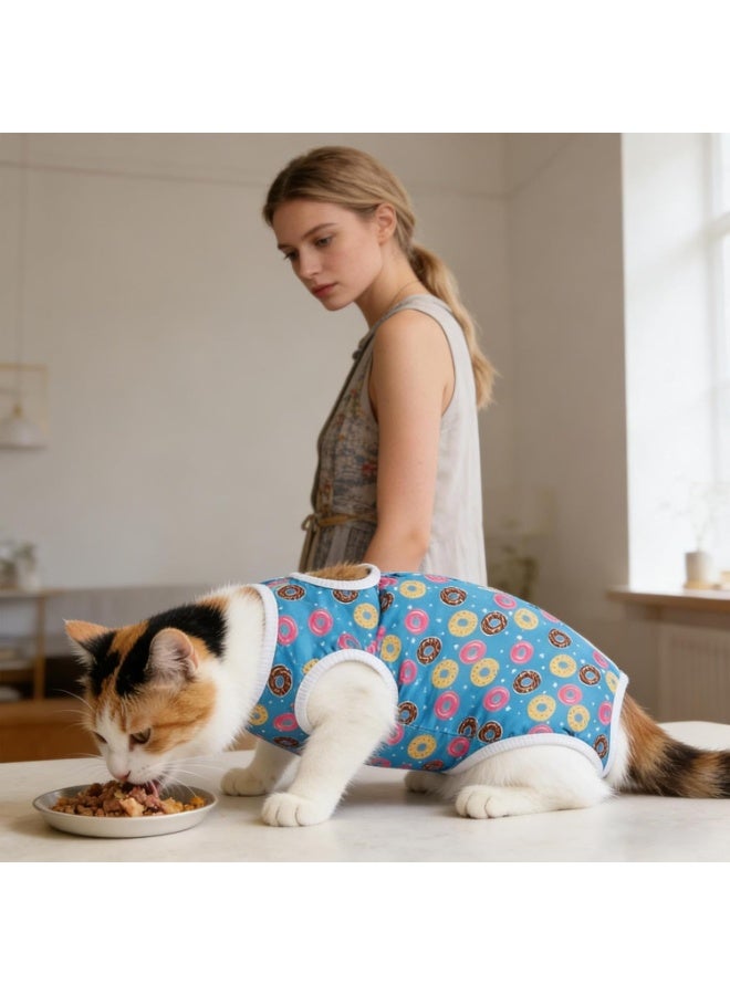 Circle Pattern Pet Spay Suit M, Anti Licking Recovery Suit for Cats and Small Dogs, Soft Breathable Surgical Recovery Clothes, Abdominal Wound Protection Collar Alternative (5–7 Jin / 2.5–3.5 kg) - Image 4