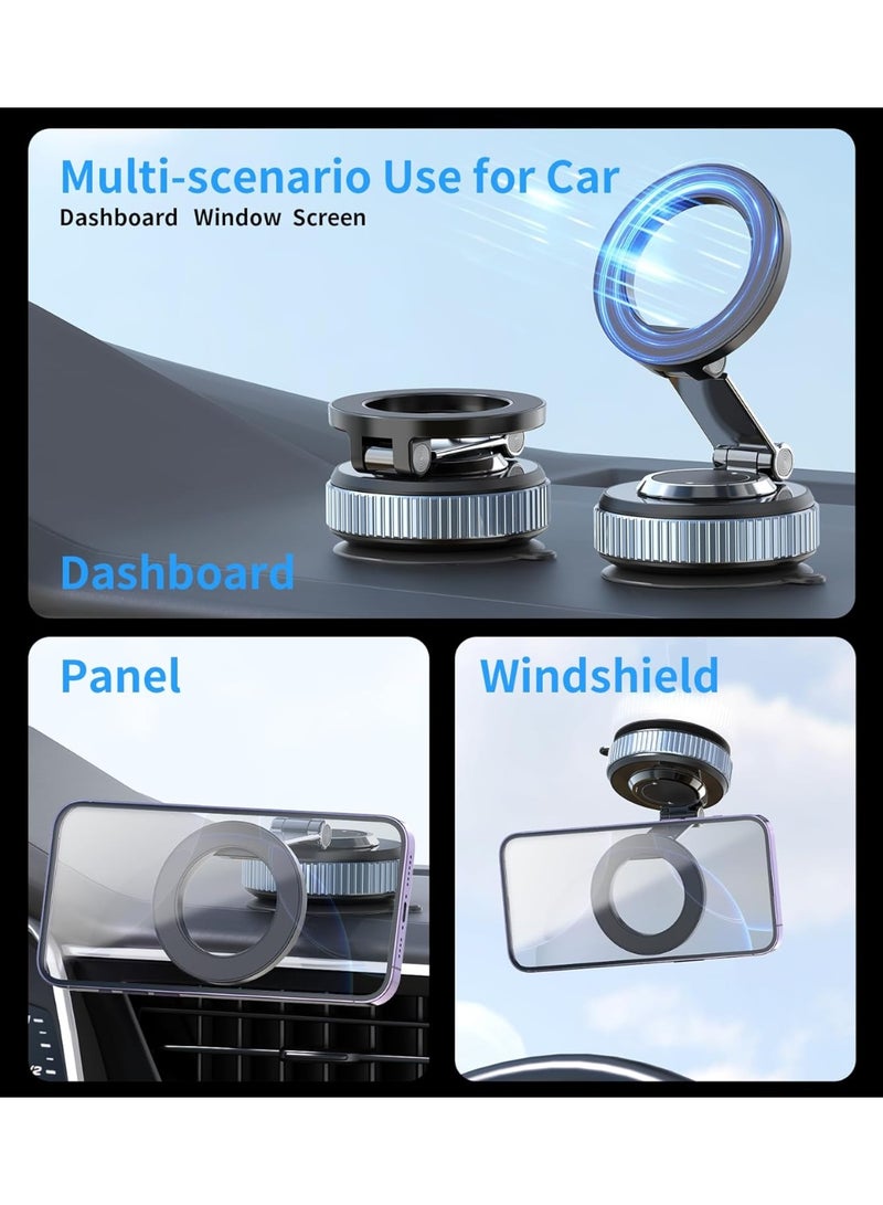 Bukela Upgraded Magnetic Phone Stand for Car, 360° Rotatable Phone Holder for MagSafe, Strong Magnet, Foldable Car Mount with Vacuum Suction Cup, Mini Phone Stand with Magnetic Ring for all Smartphone - Image 3