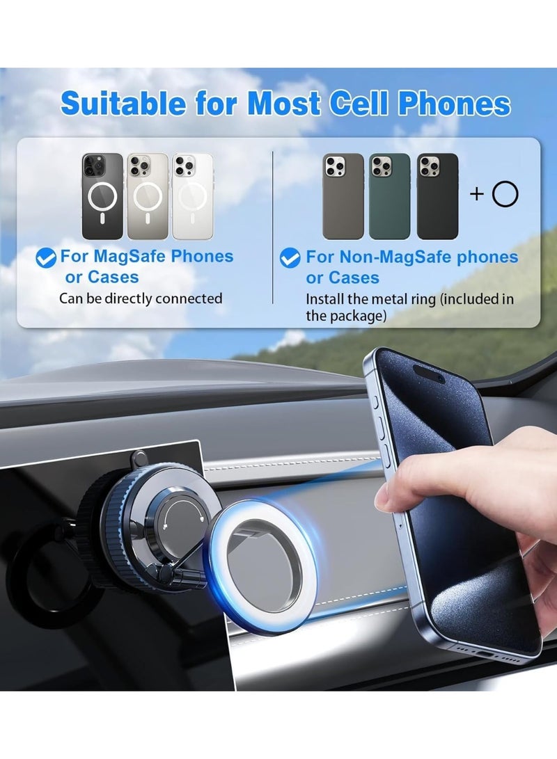 Bukela Upgraded Magnetic Phone Stand for Car, 360° Rotatable Phone Holder for MagSafe, Strong Magnet, Foldable Car Mount with Vacuum Suction Cup, Mini Phone Stand with Magnetic Ring for all Smartphone - Image 4