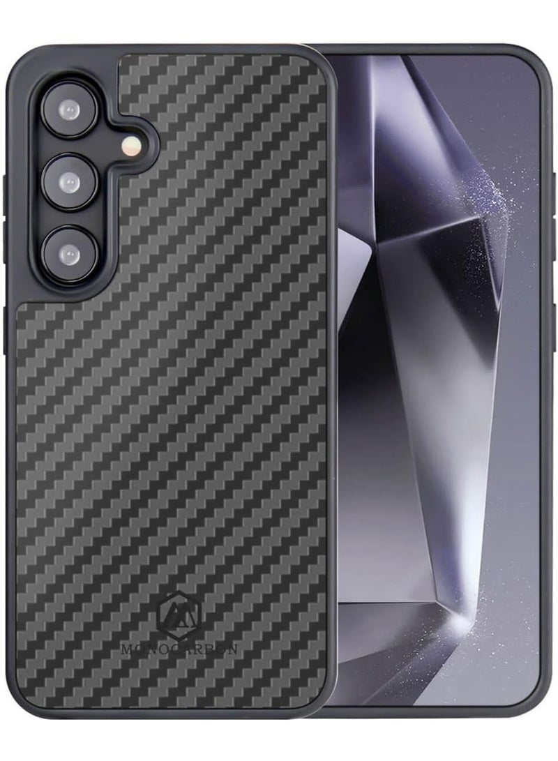 MONOCARBON Real Carbon Fiber Samsung Galaxy S24 Case Cover MagSafe Compatible Military Grade Scratch Resistant - Matte Black - Image 3