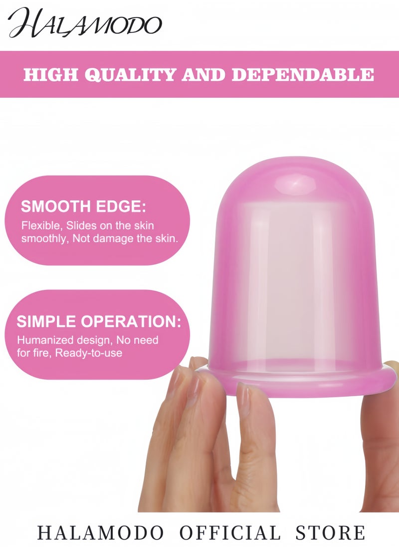 HALAMODO 7PCS Cupping Therapy Sets Silicone Anti Cellulite Cup Vacuum Suction Massage Cups Facial Cupping Sets Body and Face Massager for Adults Home Use  - Image 3