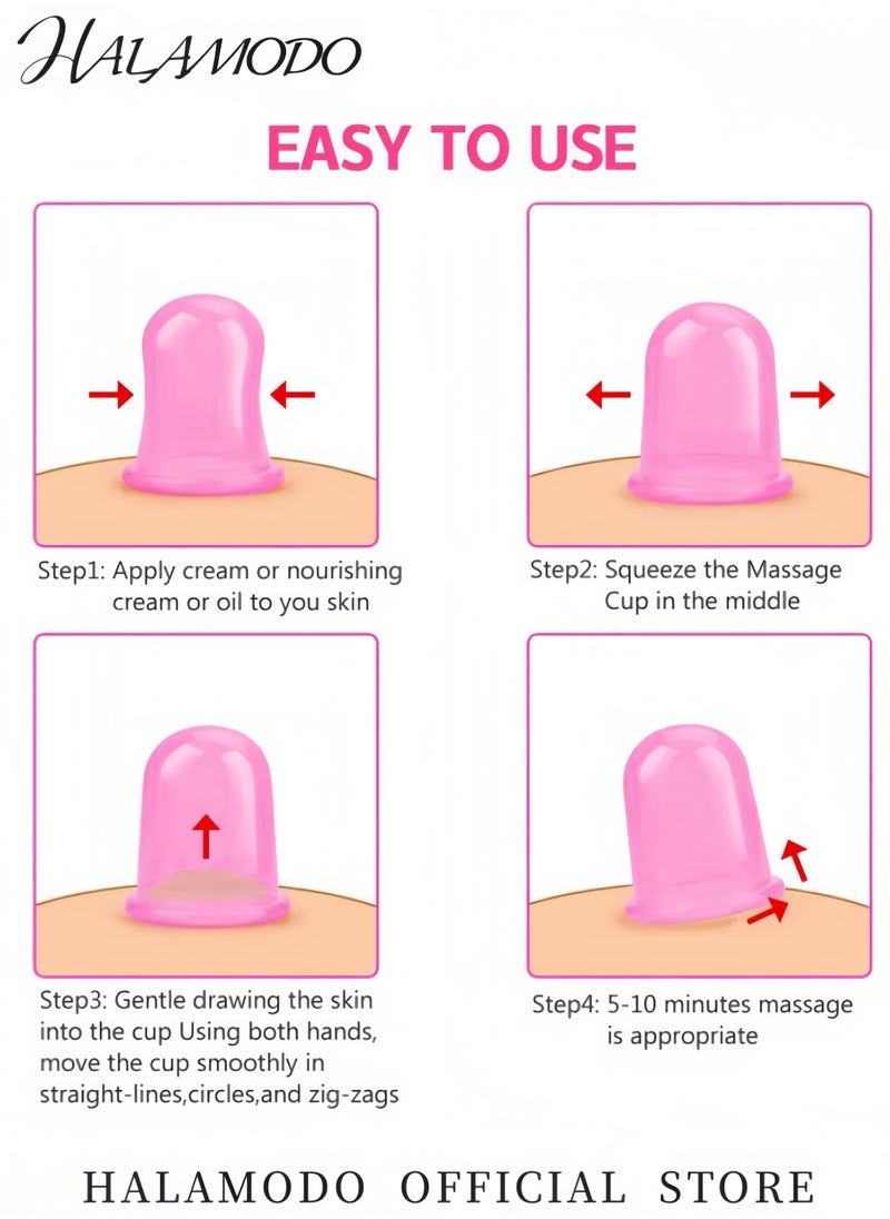 HALAMODO 7PCS Cupping Therapy Sets Silicone Anti Cellulite Cup Vacuum Suction Massage Cups Facial Cupping Sets Body and Face Massager for Adults Home Use  - Image 5