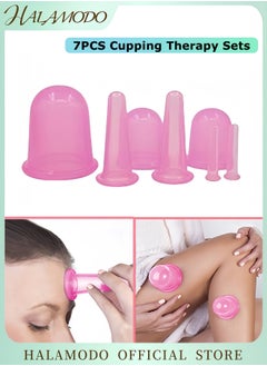 HALAMODO 7PCS Cupping Therapy Sets Silicone Anti Cellulite Cup Vacuum Suction Massage Cups Facial Cupping Sets Body and Face Massager for Adults Home Use  - Image 1