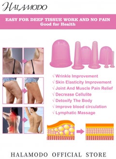 HALAMODO 7PCS Cupping Therapy Sets Silicone Anti Cellulite Cup Vacuum Suction Massage Cups Facial Cupping Sets Body and Face Massager for Adults Home Use  - Image 4